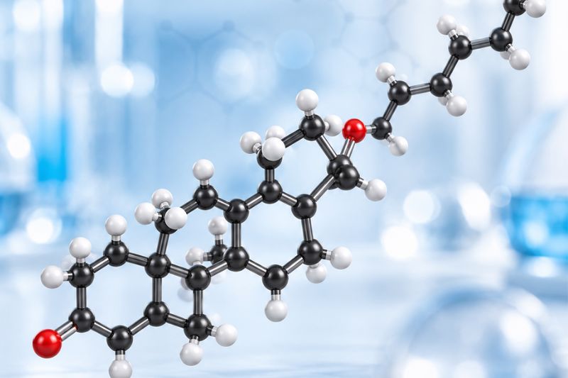 Conceptual molecular illustration related to boldenone pharmacology