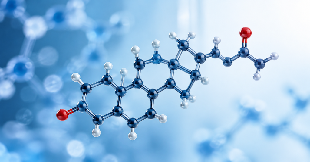 Conceptual testosterone propionate molecular illustration for Vpharma Lab